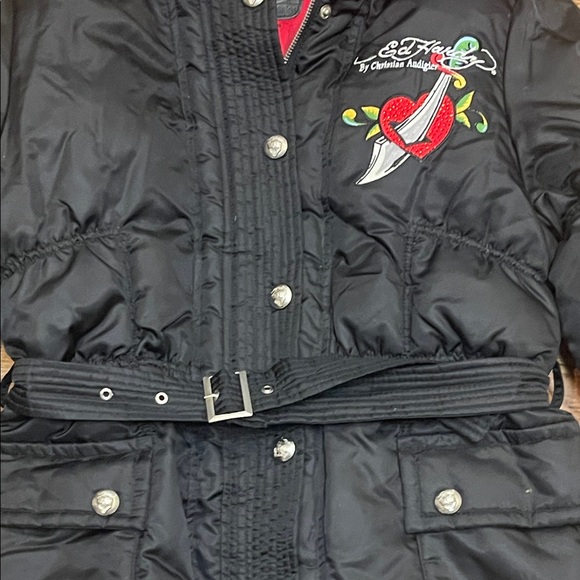 Limited edition Ed Hardy Christian Audigier puffer jacket with hood Adult Large - Picture 8 of 16